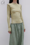 BASERANGE Ribbed Long Sleeve Top T-shirt TTVL Collection France BAS-TTVL-RB-AU23-HUILV Gray Green
